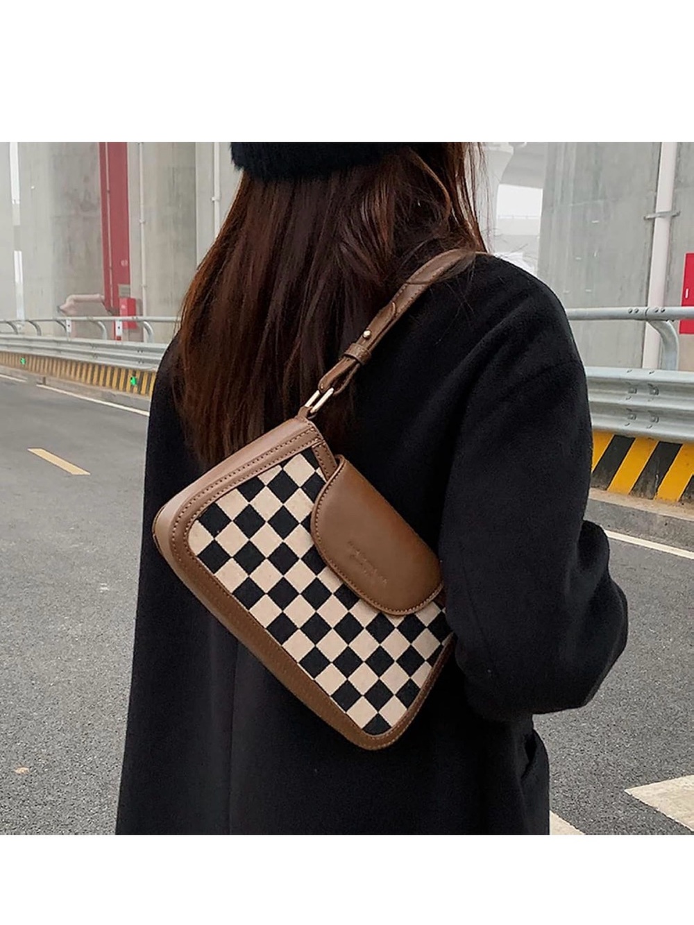Y2K Checkered Pattern Shoulder Purse